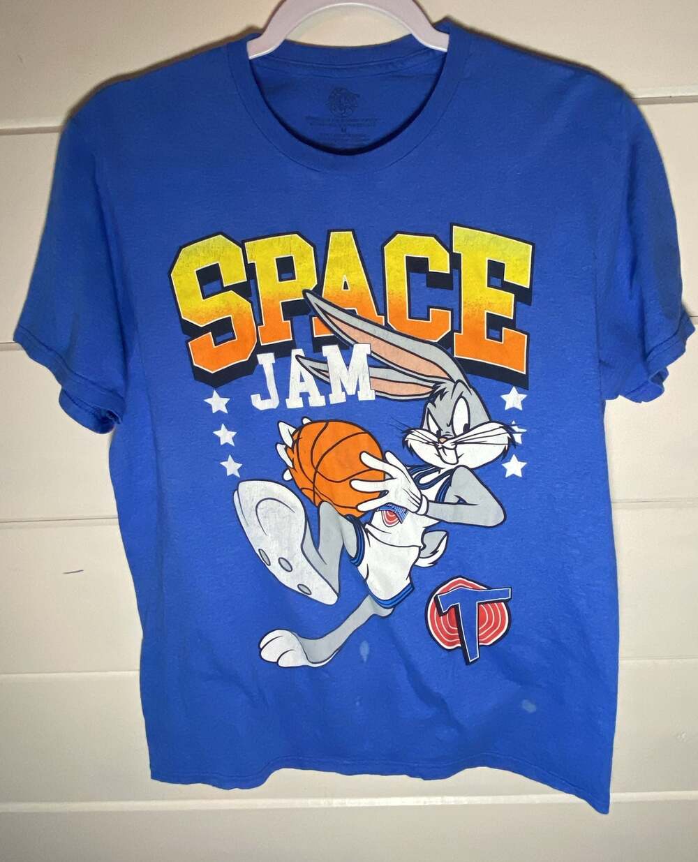 Space Jam Bugs Bunny Basketball Blue Looney Tunes Graphic T-Shirt